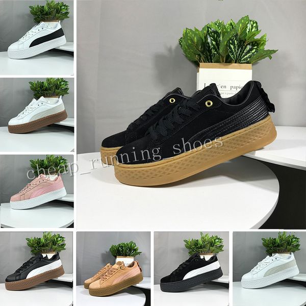 

2019 new womens rihanna riri fenty platform sd 5 creeper velvet pack burgundy white black color brand pink ladies classic casual shoes 36-39