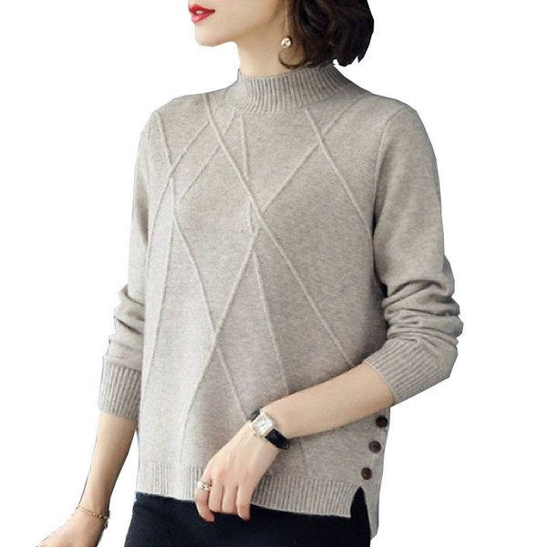 

women's sweater autumn winter button color matching knit short hollow long sleeve casual warm loose wool sweater jersey mujer, White;black