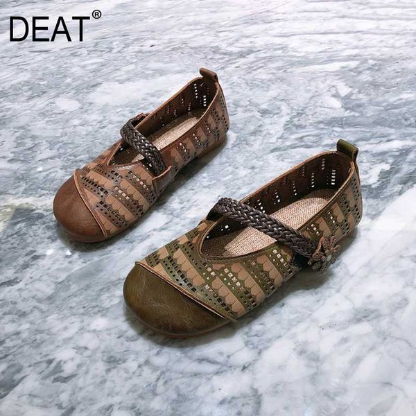 

deat] 2020 round toe shallow hook hit color hollow out flower single flat shoes women new spring autumn fashion tide 10h285, Black