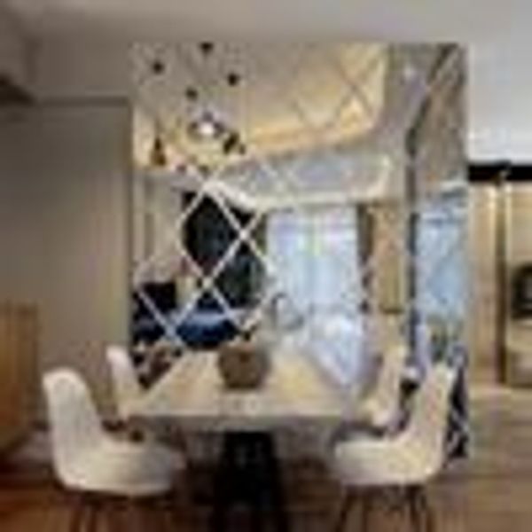 

diamonds triangles acrylic mirror sticker house decoration 3d diy wall decals art for living room home decor q190531