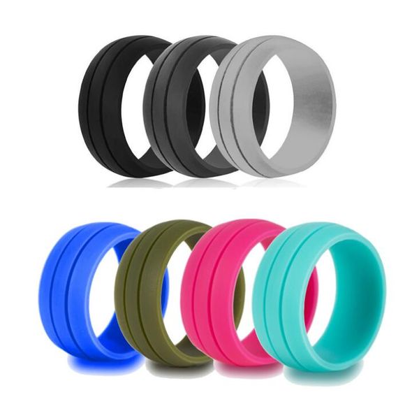 

silicone wedding ringpremium silicone wedding bands men women rubber bandsflexible skin safe comfortable 7pcs/lot ing, Slivery;golden