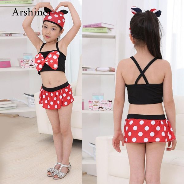 

cartoon bow girls swimsuit kids bikini girl dot swimming wear cute clothes set black beach s swimwear sleeveless child svsdv, Blue