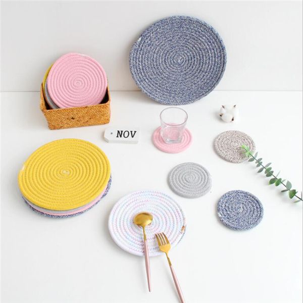 

christmas gift trivets handmade pure cotton thread weave cloth pads absorbant coasters set of 4