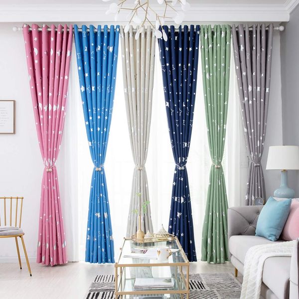 

ярл дома симпатичные затемнения занавес окно панель для детей спальни star печати grommet полиэстера nursery плотных штор для гостиной