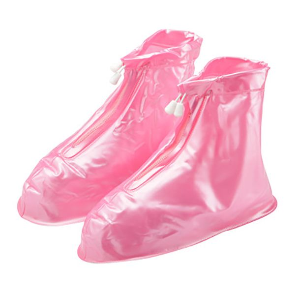 

2020 spring fashion reusable shoe cover waterproof zipper cover shoes men/women rain shoes covers waterproof for women, White;pink