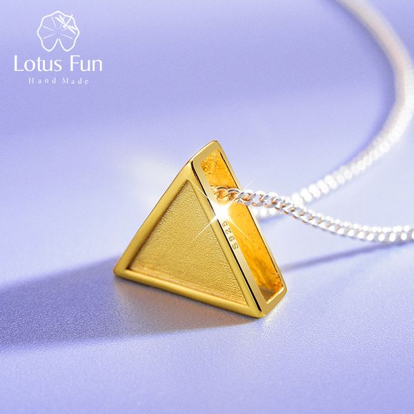 

lotus fun real 925 sterling silver minimalism style geometric triangle design fine jewelry pendant without necklace for women