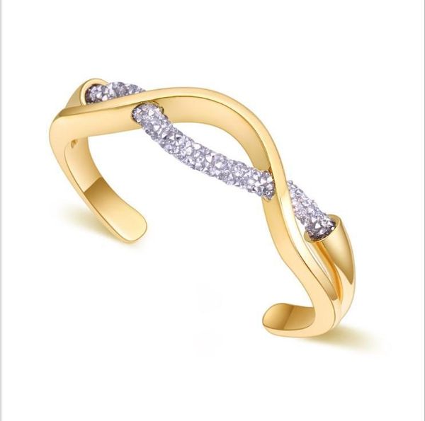 

fashion vision trendy bangles with real gold plated full crystal rope stainless bangle bracelet model no. ne955, Black