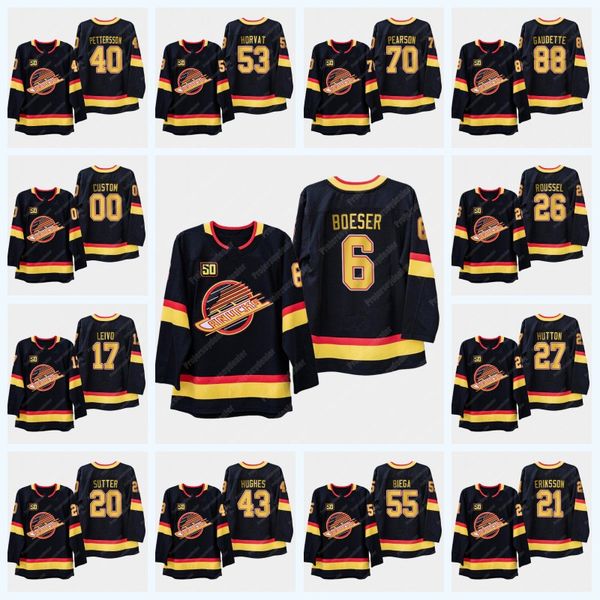 

Womens Vancouver Canucks 50th Seasons Third Jersey Elias Pettersson Bo Horvat Brock Boeser J.T. Miller Tanner Pearson Antoine Roussel Hutton