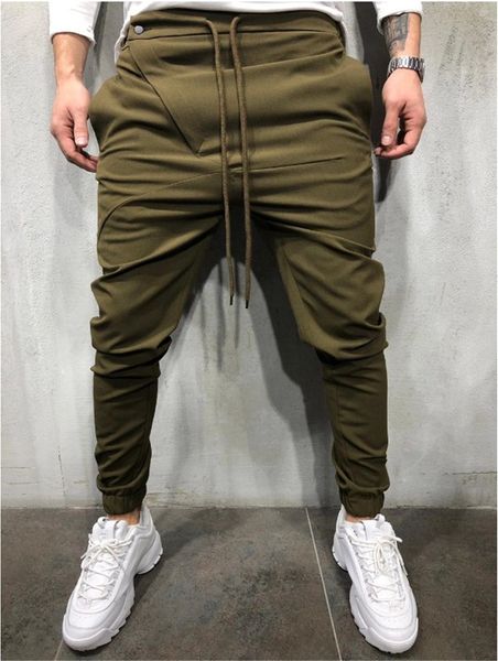 

19aw mens designer pants fashion slim solid color jogging pencil pants with drawstring casual mens gym pants, Black