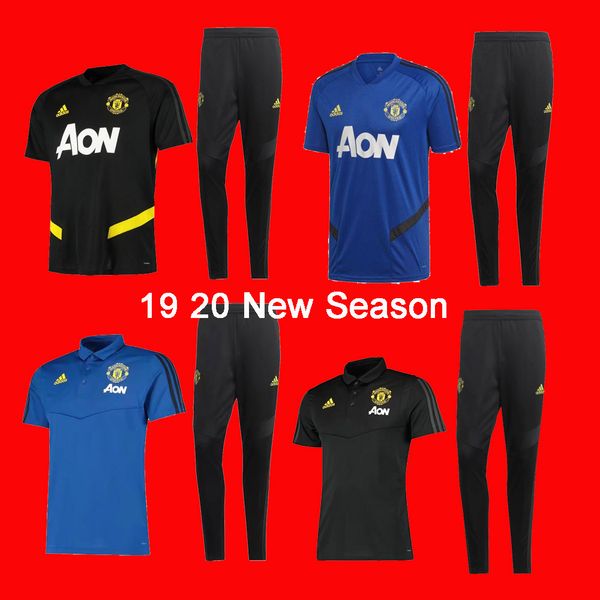 

19 20 new season manchester short sleever united soccer training suit pogba tracksuits lukaku rashford maillot de foot chandal, Gray;blue