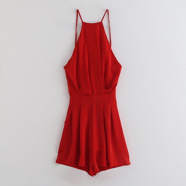 

summer 2019 new fashionable neckless sleeveless high-waist silk satin texture closed-back pants, Black;white