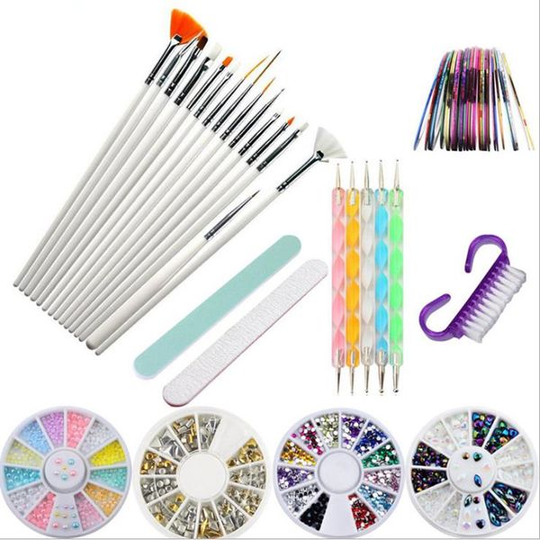 

nail art decorations uv gel polish brush set kits glitter diamond nail art decorations gems manicure precure set kit