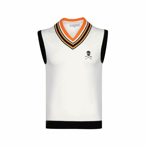 

new men's skull mark lona waistcoat golf sleeveless sweater golf sport autumn winter knitting shirt keep warm, Black;blue