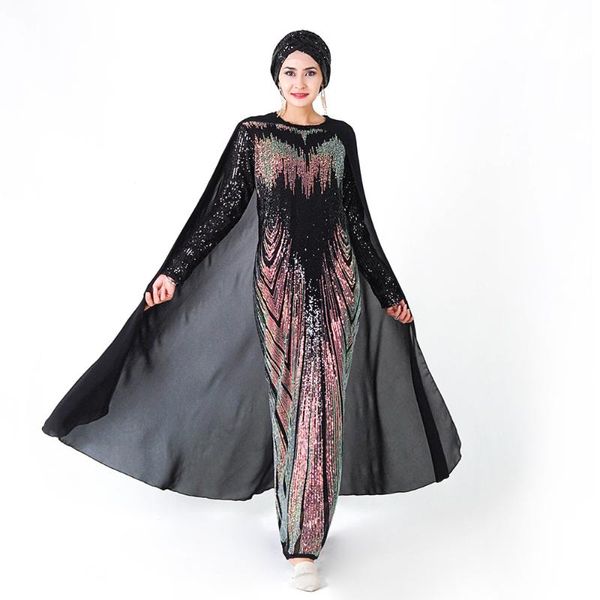 

high-end] sequin embroidered mantle long skirts europe and america turkey evening gown women's dress, White;black