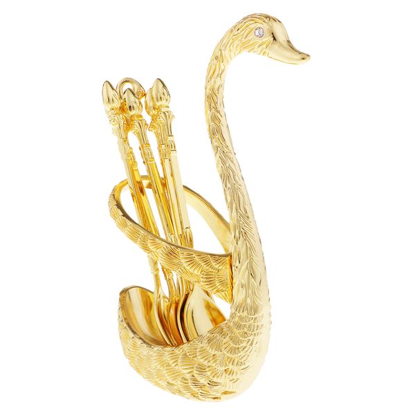 

swan base holder with fruit/ dessert cake spoon set pastry