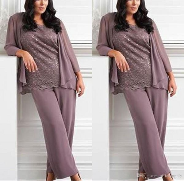 

три части блесток кружева шифон мать брюки костюм длинные мать невесты платье свадебное платье формальные, Black;red