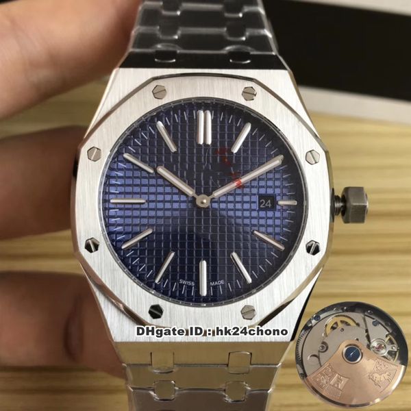 

3 style boutique jumbo extra-thin automatic mens watch 15202st.oo.1240st.01 sapphire blue dial stainless steel bracelet gents watches, Slivery;brown