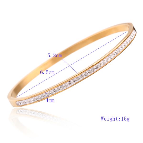 

two crystal rhinestone pave stainless steel opening bangle for women, Black