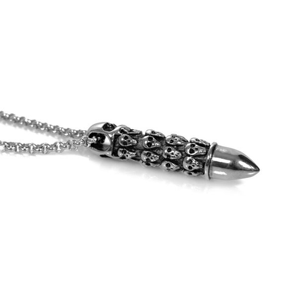 

men fashion hip hop jewelry skeleton pendant necklace silver stainless steel snake chain personalized design trendy punk necklaces for men