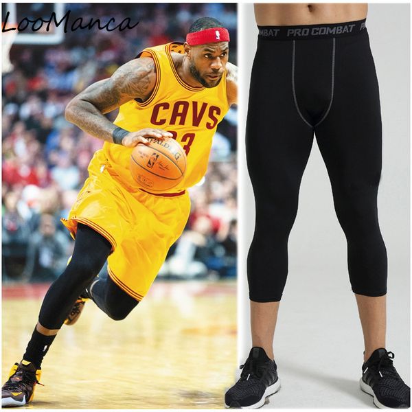 

compression basketball pants new 2018 sports soccer pants tights elastic quick dry men fitness running leggings plus size, Black;blue
