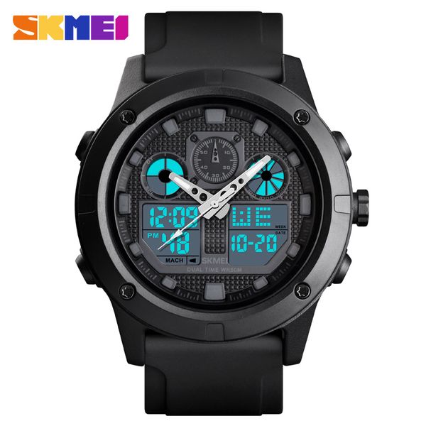 

skmei 1514 men casual digital wristwatches waterproof double time week pu strap digital sport male watches relogio masculino, Slivery;brown