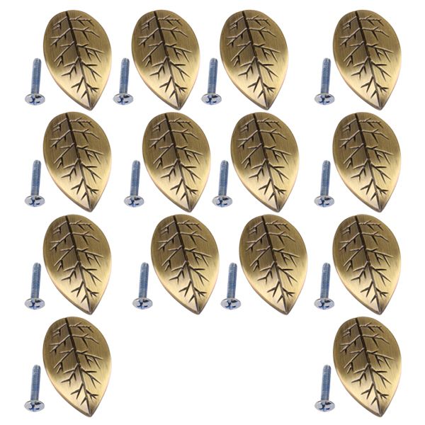 

14 pieces leaf shaped wardrobe cabinet door drawer closet cupboard bin handle pull grip knob bronze tone