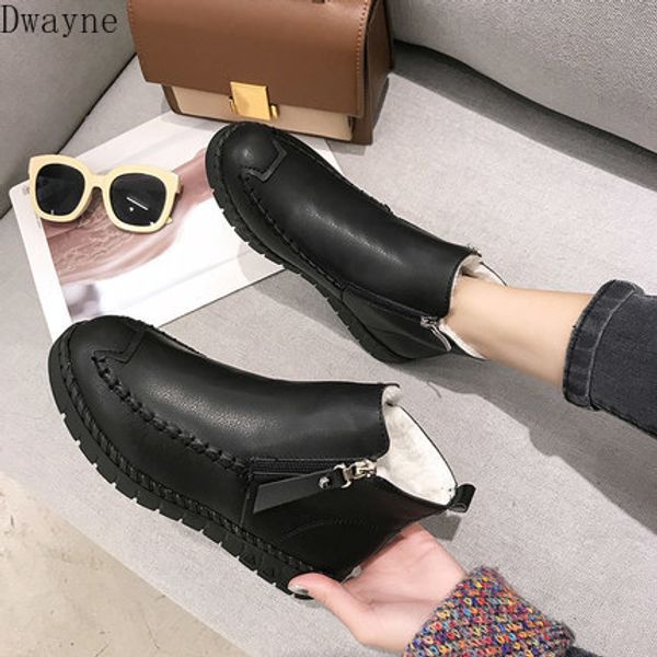 

2020 winter new korean version flat bottom plus velvet soft bottom non-slip warm cotton boots women, Black