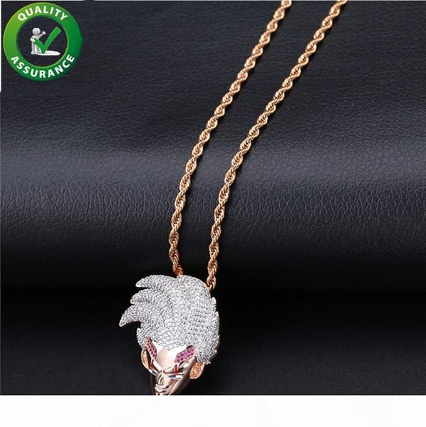 

iced out hip hop jewelry mens gold cartoon pendant luxury designer necklace diamond bling rapper chain dj pandora style charms rock cz women, Silver