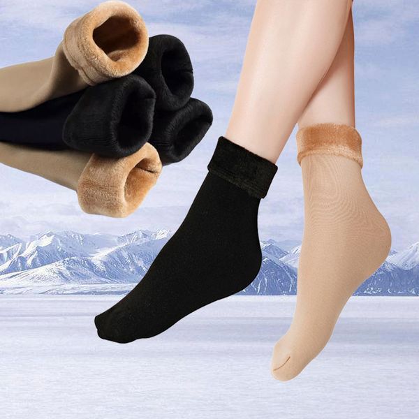 

winter warm stylish black long high 2 color solid short thick socks women plus velvet cotton elastic for lady girl christmas sox, Black;white