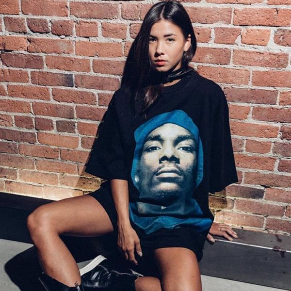 

new summer fashion oversize hip hop t shirt women casual tips snoop dogg print long loose tshirt punk lover tee tide, White