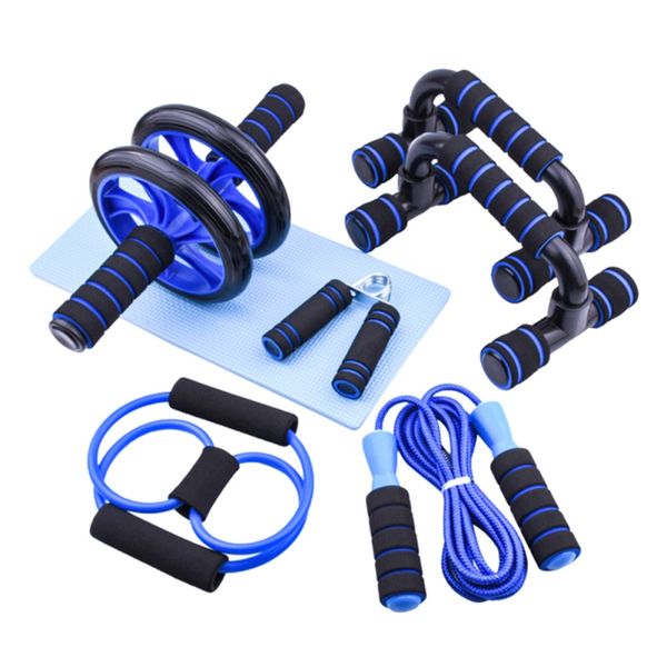 

6 pcs multifunctional fitness exercise sets yoga training rope jump rope strength training abdominal muscle wheel&hand grip