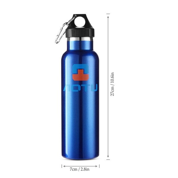 

new blue aluminum water bottles flask double wall vacuum insulated bottle sports travel climbing hiking bottles 600ml dropship