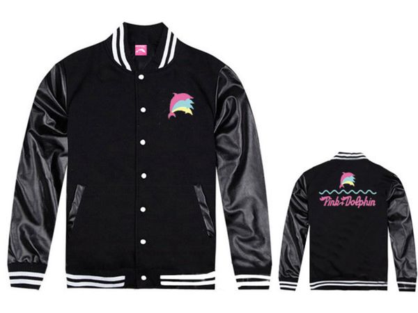 

pink dolphin розовый дельфин куртки бесплатная доставка хип-хоп одежда для продажи толстые бейсбольные пальто мода новый стиль скидка хип-хо, Black;brown