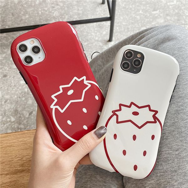

summer popular fresh straberry and drawing red white cell phone case for iphone 11 pro 6 6s 7 8 plus xs max xr xs