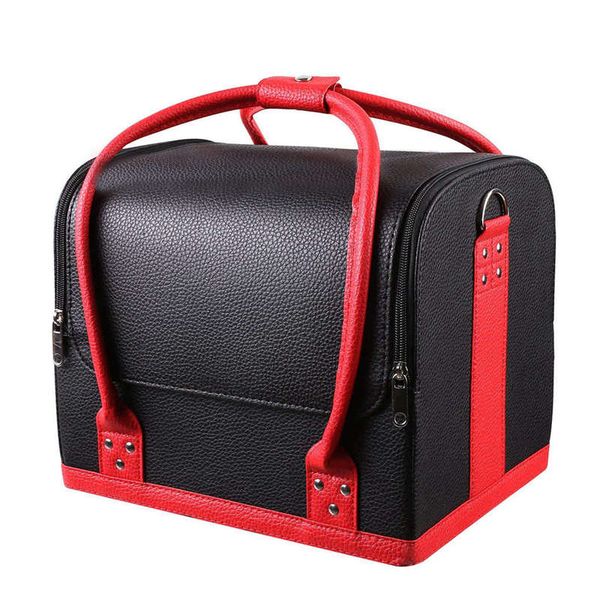 

professional large removable pu leather cosmetic makeup vanity box jewelry saloon case bag (black