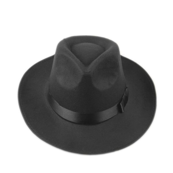 Retro 100/% Wool Wide Brim Fedora Panama Jazz Bowler Hat Brown Leather Band 57cm