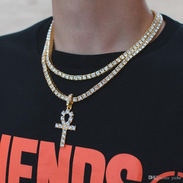 

Хип-хоп золотой крест ожерелье для мужчин ювелирные изделия с позолоченными теннис цепи crtoss ожерелье ювелирные изделия