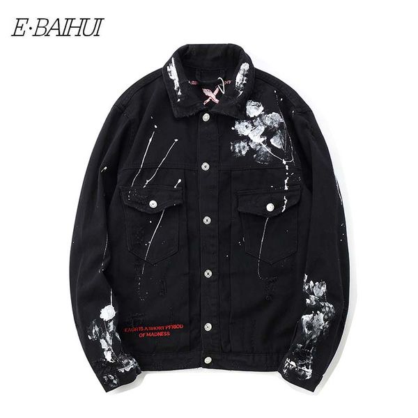 

e-baihui funny print men's jacket fashion long sleeve bomber jacket 2019 autumn and winter sterrewear man coat loose graffiti mens l60, Black;brown