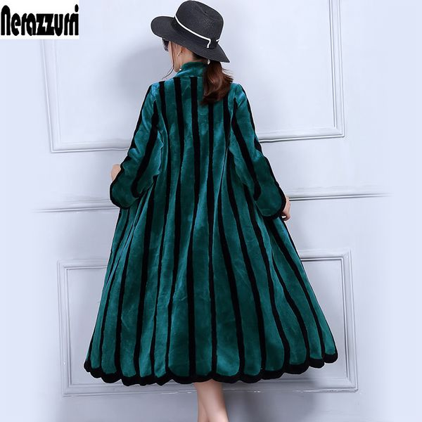 

nerazzurriluxury real sheep fur coat women colored striped shearling coats plus size 5xl 6xl 7xl long natural fur coats women, Black