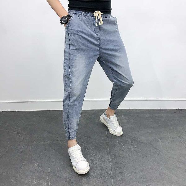 

spring summer jeans men fashion 2020 korean slim fit denim men's jeans pants hip hop all match streetwear casual trousers men 36, Blue