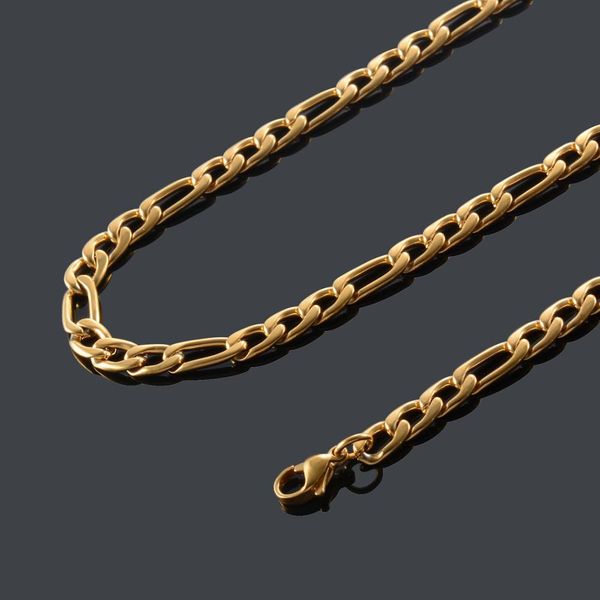 

stainless steel necklace women pendant necklace gold figaro chain women fashion jewelry wholesale, Silver