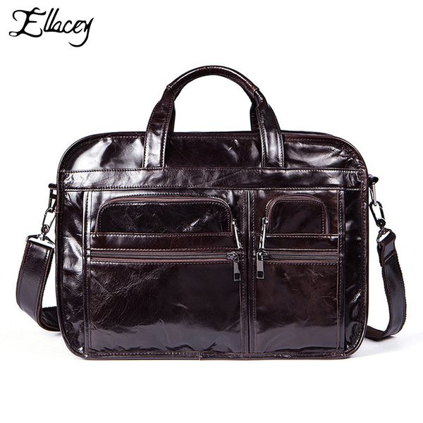 

vintage genuine leather men's briefcase cow leather computer bag classic retro business men's bag office file lapfor men