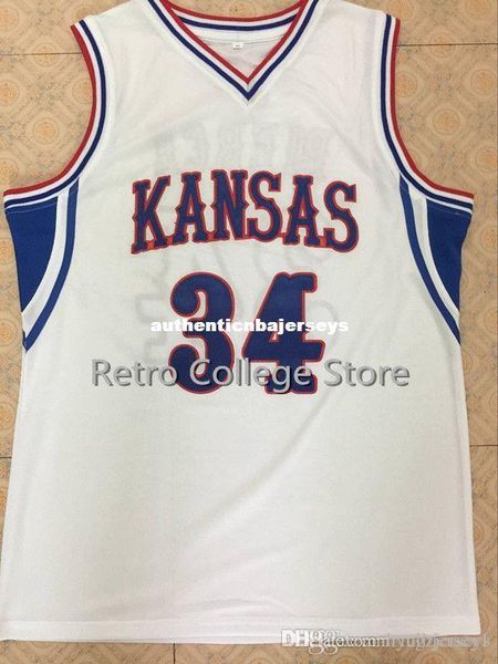 

#34 paul pierce kansas jayhawks white blue basketball jersey embroidery stitched customize any name and name xs-6xl vest jerseys, Black;blue