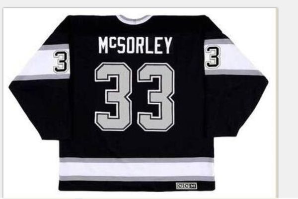 

custom men youth women vintage #33 marty mcsorley los angeles kings 1993 ccm hockey jersey size s-5xl or custom any name or number, Black