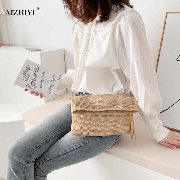 

women straw shoulder handbags weave beach female messenger clutch tote bags