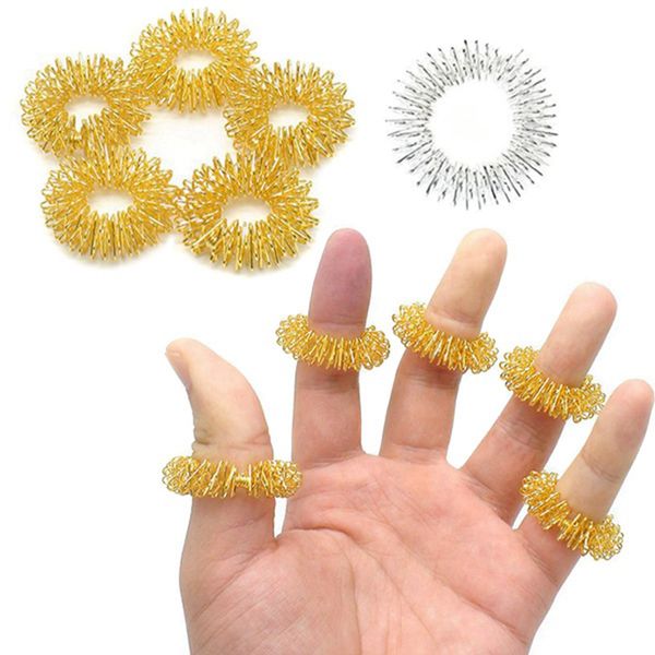 

stainless steel finger massage ring massager acupuncture rings health care body massager relax finger hand care anillo de masaje de dedo