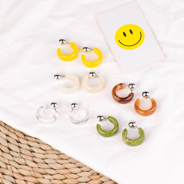 

5шт / серия 2019 новых модная большой акриловое падение серьга для ювелирных изделий женщины металл геометрической смолы серьги моды мотатьс, Golden