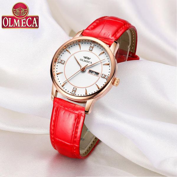 

olmeca brand calendar week luxury women quartz watch fashion simple leisure diamond encrusted waterproof wristwatch relojes, Slivery;brown