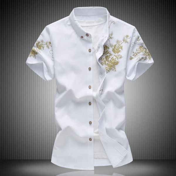 

new men's shirts male casual brand slim fit designer solid color short sleeve shirts asian size -6xl, White;black