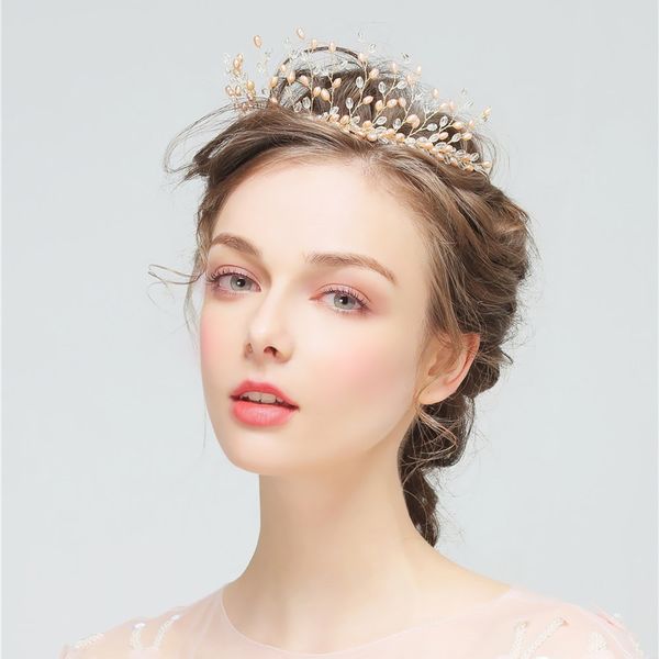 

свадьба из бисера жемчужина подарок женщина леди алмаз цветок лист волос украшения для невесты актерского начала выпускной yy-130, Slivery;golden